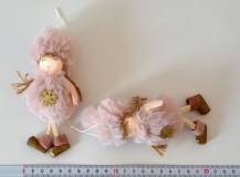 Textilní dekorace - Růžová andělka 14 cm