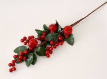 Umělé květiny - Větev s červenými plody a jablky