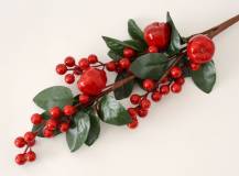 Umělé květiny - Větev s červenými plody a jablky