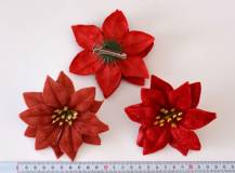 Umělý květ Poinsettia s klipem 1 ks