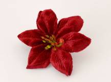 Umělý květ Poinsettia s klipem 1 ks