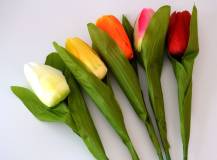 Umělý květ - Tulipán s listem