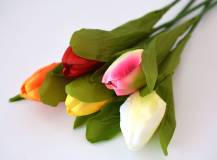 Umělý květ - Tulipán s listem