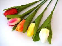 Umělý květ - Tulipán s listem