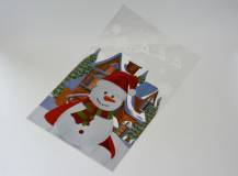 Vánoční celofánový sáček 25 x 40 cm - SNĚHULÁK