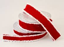 Vánoční stuha s kožešinkou - ČERVENO-BÍLÁ
