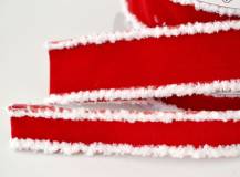 Vánoční stuha s kožešinkou - ČERVENO-BÍLÁ