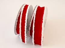 Vánoční stuha s kožešinkou - ČERVENO-BÍLÁ