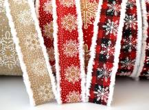 Vánoční stuha s kožešinkou - VLOČKY