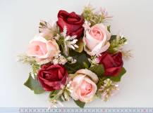 Věneček s růžemi prům. 24 cm - ČERVENO-RŮŽOVÝ