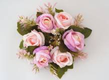 Věneček s růžemi prům. 24 cm - RŮŽOVO-FIALOVÝ